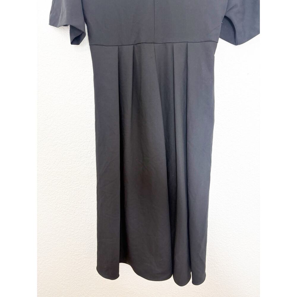 Zara Black Short Sleeve Midi Dress Large Aline Chic Modest Classic 8773/998 - Picture 11 of 14